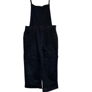 ModlX Women's Black Denim Cropped‎ Wide Leg Overalls Jumpsuit Size 10